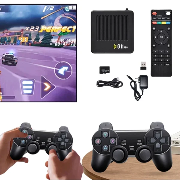 G11 Pro Game Box 4K HD TV Game Stick Video Game Console 128G Built in 40000 Retro Games Portable Game Player Wireless Gamepad