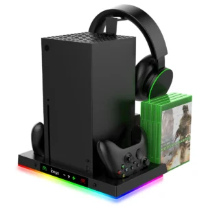 kf-S062f4982c061497e927123b118917349l Cooling Fan Stand&Charging Station for Xbox Series X Console&Controller with 15RGB Color Light,Storage with 3-Levels Fan System