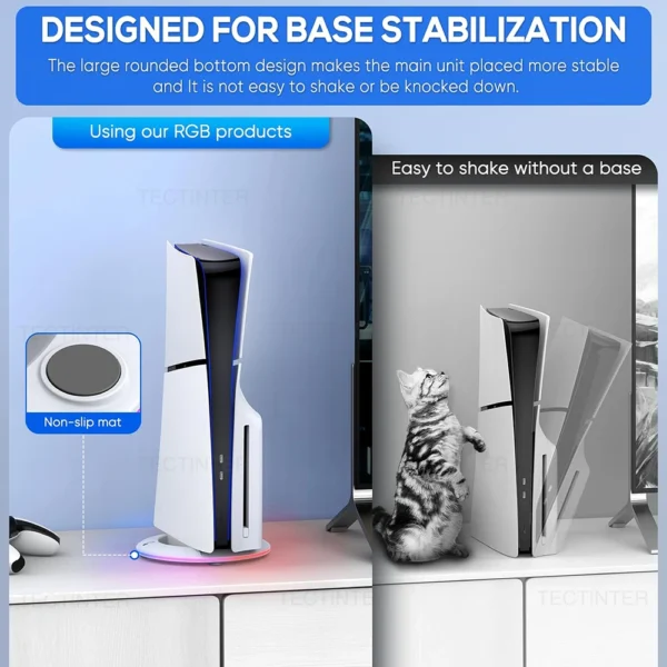 Vertical Cooling Stand with RGB Light For PS5 Slim / PS5 Pro Console Anti-Slip Base Bracket Holder Bracket Gaming Accessories