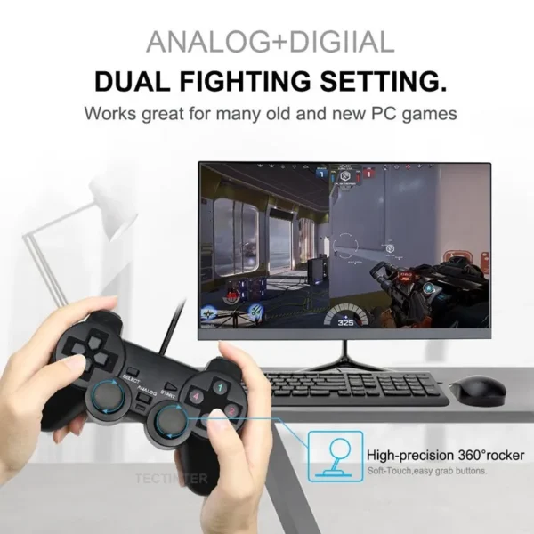 kf-S1373890d09714b8ca14f6d41913d7c3fD USB Wired PC Game Controller Gamepad For WinXP/Win7/Win8/Win10 Joypad For PC Windows Computer Laptop Black Game Joystick