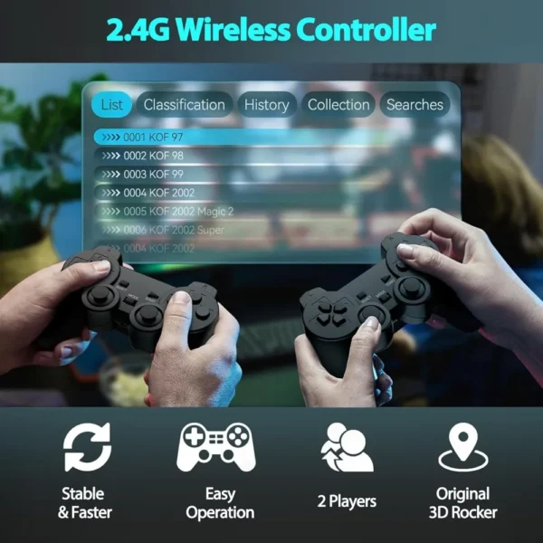 kf-S4e6fa4f3e8994b87bad6575e5ef561852 Wireless Retro Game Console Stick, 20,000+ Classics, 4K HDMI, Plug & Play, 18 Emulators, Dual 2.4G Wireless Controllers (64GB).