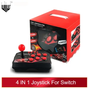 4 in 1 Retro Arcade Station Fighting Stick Game Joystick Controller USB Wired Rocker for PS3/Switch/PC/Android Games Console