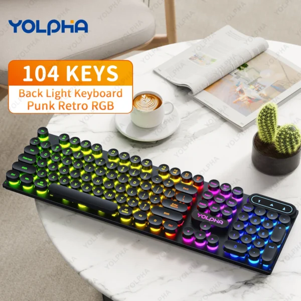 kf-S565256de907d4365ac7319dfebc3ef53n 104keys Punk Retro Keyboard Rainbow Backlight Wired Keyboard RGB Backlit Breathing Light Gaming Ergonomic Keyboard for Office PC