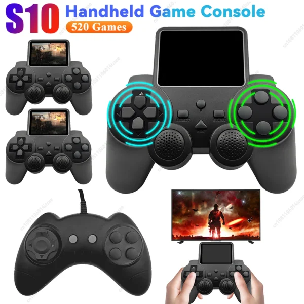S10 Handheld Game Console Built-in 520 Classic Games Portable Retro Game Player with Rechargeable Battery Gifts for Boys Girls