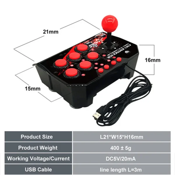 kf-S911fcf09774f428995d7406d1f20d511w 4 in 1 Retro Arcade Station Fighting Stick Game Joystick Controller USB Wired Rocker for PS3/Switch/PC/Android Games Console