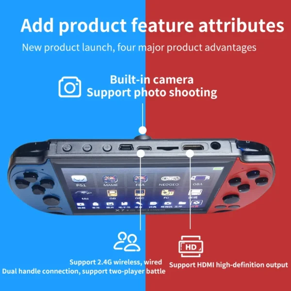 kf-S91b27e26b7754e5c9e4e4656480ee330I New X7 Double Version Handheld Game Console with Camera 4.3 Inch Built-in 8G 10000+ Games Dual Joystick Retro Nostalgic Arcade