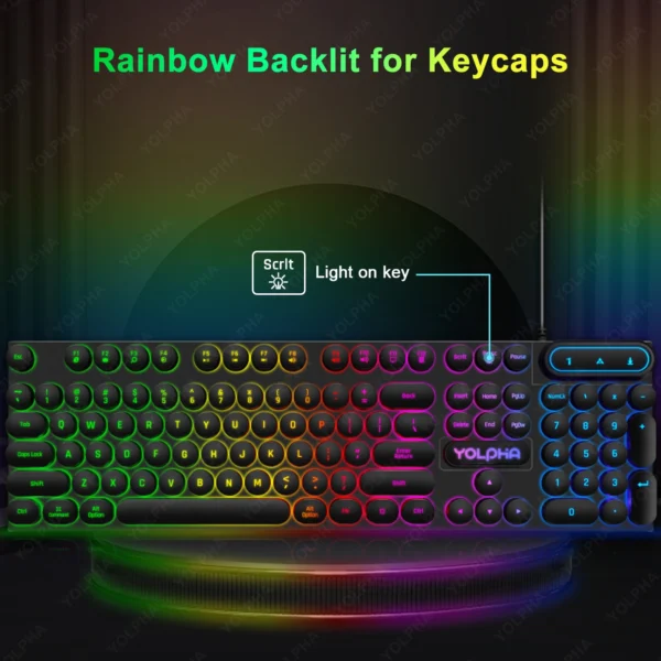kf-S991360406e69451bada3292f110343b5J 104keys Punk Retro Keyboard Rainbow Backlight Wired Keyboard RGB Backlit Breathing Light Gaming Ergonomic Keyboard for Office PC