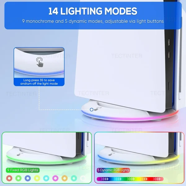 Vertical Cooling Stand with RGB Light For PS5 Slim / PS5 Pro Console Anti-Slip Base Bracket Holder Bracket Gaming Accessories