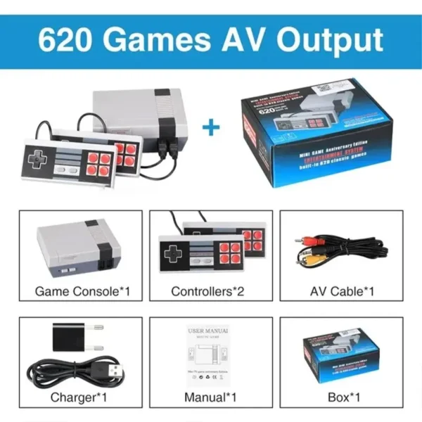 Portable Game Console Mini Retro Video Game System Built-in 620 Games 8-Bit FC Nes TV Console for Christmas Gifts