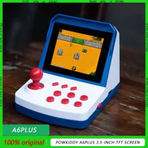 New Powkiddy A6plus 3.5-Inch Tft Screen Mini Rocker Arcade Home Nostalgic Fc Red And White Support Two People Game Machine Gift