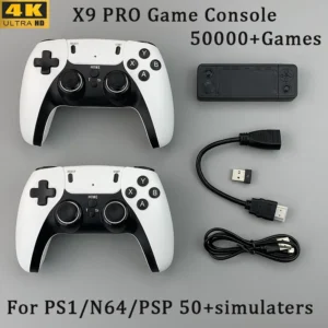 X9 PRO Retro Game Stick Video Game Console 4K TV HD 50000 Games 50+ Emulators For PS1/PSP/SFC/N64 Dual 2.4G Wireless Controller