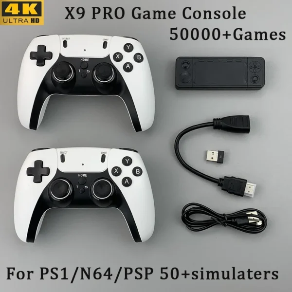 X9 PRO Retro Game Stick Video Game Console 4K TV HD 50000 Games 50+ Emulators For PS1/PSP/SFC/N64 Dual 2.4G Wireless Controller